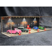Fabrikahsap Fabrikahşap Eco Pilli 1/64 Diorama Garaj Model Araba Standı Hotwheels Mini Gt Koleksiyon Matchbox