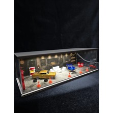 Fabrikahsap Fabrikahşap Exclusive Full Aksesuarlı 1.64 Diorama Diecast Model Araba Garaj Standı USB Ledli 7 Araçlık Hotwheels Mini Gt