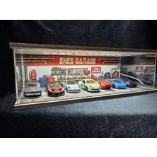 Fabrikahsap Fabrikahşap Isimli Dekoratif 1.64 Diorama Model Araba Standı USB Ledli 7 Araçlık Hotwheels Mini Gt Koleksiyon