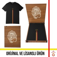 Galatasaray Lisanslı 5 Yıldız Detaylı Siyah T-Shirt Aslan Ahşap Kutulu E251398