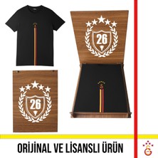 Galatasaray Lisanslı 5 Yıldız Detaylı Siyah T-Shirt 26 Şampiyonluk Ahşap Kutulu E251398