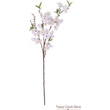Yapay Çiçek Sitesi Yapay Kiraz Çiçeği Dalı 90 cm Krem Beyaz