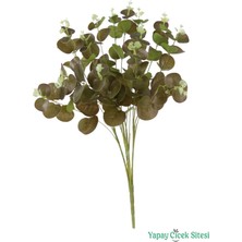 Yapay Çiçek Sitesi Yapay Çiçekli Okaliptüs Demeti 47 cm Kahve Yeşil