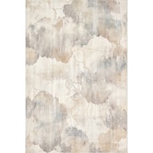 Rugzella Agate Krem Gri Mavi Modern Soft Suluboya Eskitme Desen Yıkanabilir Halı