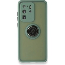 Aydogan's Ayd Samsung Galaxy S20 Ultra Kılıf Montreal Yüzüklü Silikon Kapak - Yeşil