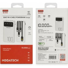 Nexa Studio Megatech MG-PW10B 10.000 Mah 4 Kablolu Dijital Göstergeli Powerbank