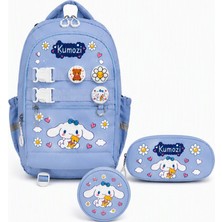 KumOziShop Cinnamoroll Baskılı Aksesuarlı Cüzdanlı Okul Çantası ve Kalemlik Seti
