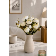 Yapay Çiçek Sitesi Yapay Şakayık Gül Demeti 31CM Krem