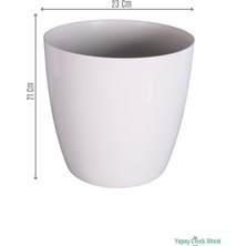 Yapay Çiçek Sitesi Plastik Saksı 21CM Kırık Beyaz