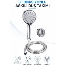 Kaan 3 Fonksiyonlu Askılı Duş Takımı – 170 cm Çelik Hortum
