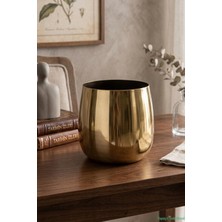 Yapay Çiçek Sitesi Metal Cezve Saksı 13 cm Altın