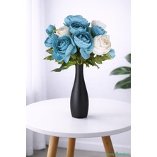 Yapay Çiçek Sitesi Yapay Tomurcuklu Şakayık Demeti 9lu 23 cm Mavi-Krem
