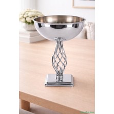 Yapay Çiçek Sitesi Metal Dekoratif Burgulu Geniş Vazo 39 cm Gümüş