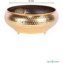 Yapay Çiçek Sitesi Metal Dekoratif Darbeli Ufo Model Saksı 11 cm Altın