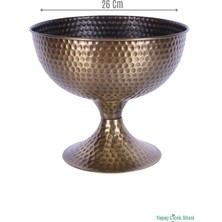 Yapay Çiçek Sitesi Metal Dekoratif Darbeli Vazo 22 cm Bronz