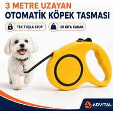 Arvital 3 Metre Otomatik Uzayan Köpek Gezdirme Tasması Stoplu Geri Çekilebilir