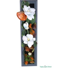 Yapay Çiçek Sitesi Ahşap Çerçeveli Yapay Çiçek Duvar Tablosu 44X11 cm Model 6