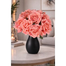 Yapay Çiçek Sitesi Premium Yapay Gül Demeti 25 cm 10LU Somon