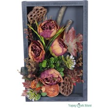 Yapay Çiçek Sitesi Ahşap Çerçeveli Yapay Çiçek Duvar Tablo 25X40 cm Model 1