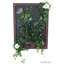 Yapay Çiçek Sitesi Ahşap Çerçeveli Yapay Çiçekli Duvar Tablosu 60x80 cm Model 2