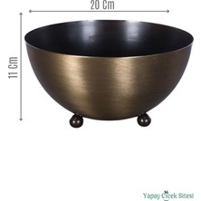 Yapay Çiçek Sitesi Metal Tas Model Saksı Bronz 11 Cm