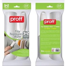Proff 2+1 Yedek Rulolu Geniş Evcil Hayvan Yapışkanlı Rulo Tüy Toplayıcı 50 Yaprak - 16 Cm. - 1 Adet