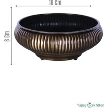Yapay Çiçek Sitesi Metal Dekoratif Çizgili Ufo Saksı 8 cm Bronz