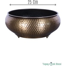 Yapay Çiçek Sitesi Metal Dekoratif Darbeli Ufo Model Saksı 11 cm Bronz