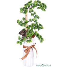 Yapay Çiçek Sitesi Beton Vazoda Yapay Tropikal Bonsai Aranjmanı 60 cm
