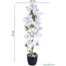 Yapay Çiçek Sitesi Yapay Sakura Bahar Dalı Ağacı 85 cm Beyaz