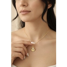 Invictus Design Kadın Gold Incili Istiridye Figürlü Deniz Temalı Minimal Zincir Trend Kabuk Detay Kolye