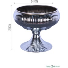 Yapay Çiçek Sitesi Metal Dekoratif Ayaklı Vazo 21 cm Gümüş