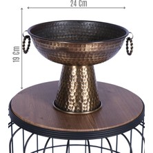 Yapay Çiçek Sitesi Metal Dekoratif Ayaklı Sunumluk Çiçeklik Küpeli Bronz 19 cm