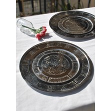 Qualitev 6 Adet Paslanmaz Çelik Etnik Desenli Servis Sunum Tabağı 27 cm