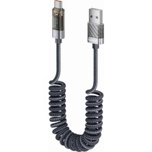 Toocki ZX01 66W 6A Dijital Watt Göstergeli Usb-A To Type-C Yaylı Örgülü Hızlı Şarj ve 480 Mbps Veri Aktarım Kablosu 1,8 Metre