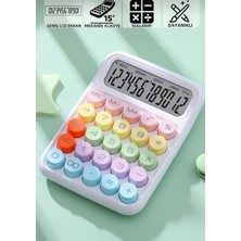 Azesur Beyaz-Pinterest Hesap Makinesi 12 Haneli LCD Ekran Açılı Geniş Ekran Güneşenerji Pilli Hesap Makinesi