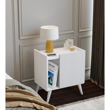 Suba Home Mdf - Subahome 50 cm Minimalist Şık Beyaz Kapaklı Komodin Çok Amaçlı Dolap Modern Yan Sehpa