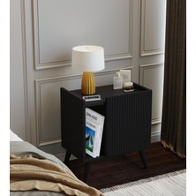 Suba Home Mdf - Subahome 50 cm Minimalist Şık Siyah Kapaklı Komodin Çok Amaçlı Dolap Modern Yan Sehpa