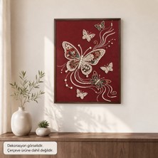 Wooden Things Zarif Kelebekler Inci Boyama Tablo Kiti – 35×45 cm
