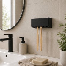 Justone Kapaklı Diş Fırçası Tutucu Duvara Monte Banyo Organizeri