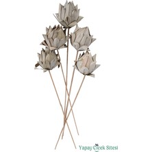 Yapay Çiçek Sitesi Kuru Çiçek Doğal Yapraklı Enginar (Artichoke) 45 Cm 5li