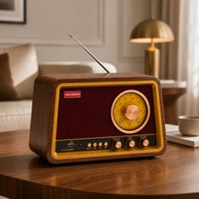 Dexxony Antika Series Retro Büyük Boy Nostaljik Radyo - Bluetooth Hoparlör Fm Am Sw 3 Bant USB Tf Kart Typ-C Şarjlı Antenli