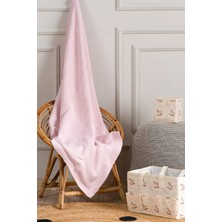 Koza Toffy Toz Pembe Harf Işlemeli Örgü Bebek Battaniyesi 100X100