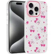 Gns Store iPhone 15 Pro Max Kılıf Çiçek ve Fiyonk Desenli Kamera Yükseltili Gnst Premium