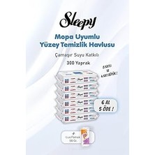 TeknoKapsül Sleepy Yüzey Temizlik Havlusu Çamaşır Suyu Katkılı 6 Al 5 Öde 300 Yaprak ve Pamuk