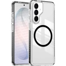 TeknoKapsül Galaxy S26 Plus Için Line Serisi Magsafe ile Uyumlu Yükseltilmiş Lens Çerçeveli ve Renkli Şerit Kenarlı Ultra Güçlü Darbeye Dayanıklı Yumuşak Silikon Kılıf (Siyah, Galaxy S26 Plus)