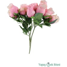 Yapay Çiçek Sitesi Yapay Gül Demeti 9lu Pembe