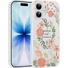 Marsilyan iPhone 16 Kılıf Çiçek ve Fiyonk Desenli Kamera Yükseltili Mryn Premium