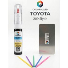 COLORGUARD Toyota 209 Siyah Rötuş Seti - 2 si 1 Arada İğne ve Fırça Uçlu Şişe, Rötuş Çeliği ve Rötuş Çubuğu