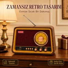 Dexxony 1999 Antika Series Büyük Boy Retro Nostaljik Radyo Ahşap Şarjlı Bluetooth Hoparlör USB/TF Kart FM/AM/SW